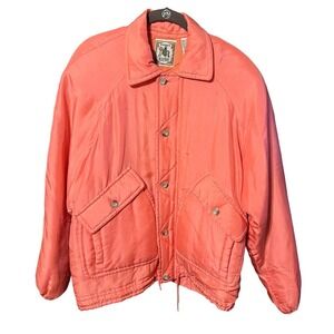 Vintage Kriss Kross Melon Salmon Peach Retro 100% Silk Jacket Coat Sz M TubH3